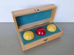 vintage set van 3 carambole biljart-ballen in houten kistje, Sport en Fitness, Biljarten en Poolen, Ophalen of Verzenden, Gebruikt