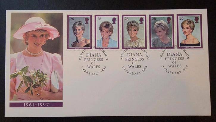 FDC Herdenking Diana Princess of Wales, Postzegels en Munten, Postzegels | Eerstedagenveloppen, Rest van de wereld, Ophalen of Verzenden