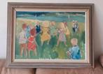 prachtig schilderij spelende kinderen bij een meer ongesign., Antiek en Kunst, Kunst | Schilderijen | Klassiek, Ophalen