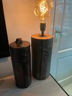 Krokodillenleren lamp met opbergkoffertje, Gebruikt, Hout, Ophalen of Verzenden, Stoer sober, landeijk, hoffz, natural