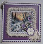 Kaart met paarse bloemen., Ophalen of Verzenden, Zo goed als nieuw, Overige thema's