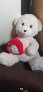 Witte knuffelbeer 'i love you' XL, Kinderen en Baby's, Ophalen of Verzenden, Zo goed als nieuw, Beer
