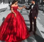 Trouwjurk Sweetheart Off Shoulder - Satijn baljurk gala jurk, Trouwjurk, Nieuw, Ophalen of Verzenden, A