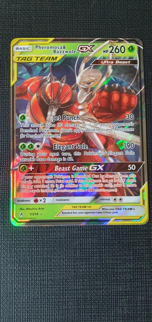 Tag Team Pheremosa & Buzzwole GX 1/214, Ophalen of Verzenden, Zo goed als nieuw