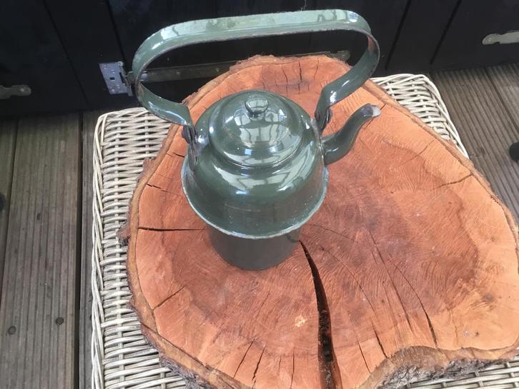 Vintage Groene Emaille Waterketel, Antiek en Kunst, Antiek | Emaille, Ophalen