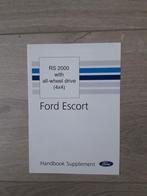 FORD ESCORT RS 2000 4 x 4  Handbook Supplement, Rallye sport, Ford, Ophalen of Verzenden, Zo goed als nieuw