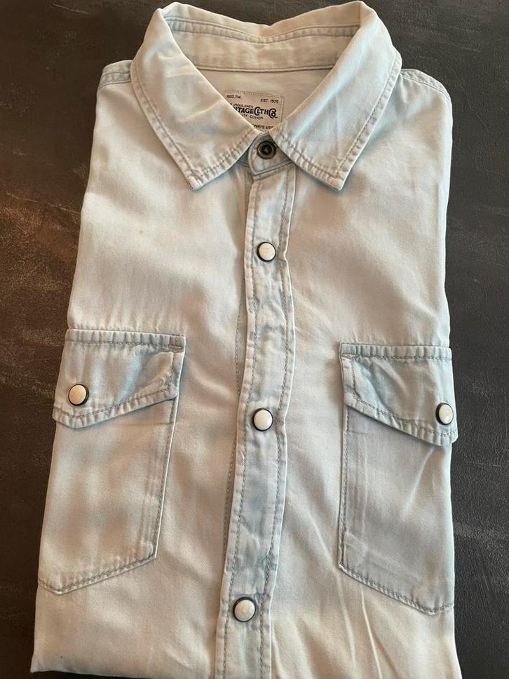 Jack &Jones lichtblauw denim overhemd mt S, Kleding | Heren, Overhemden, Gedragen, Halswijdte 38 (S) of kleiner, Blauw, Ophalen of Verzenden