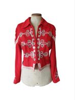 * Vintage Fanfare / Militair jasje in rood
met pailletten *, Kleding | Dames, Maat 38/40 (M), Ophalen of Verzenden, Jasje, Gedragen
