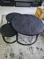 Zwarte Salontafel Set van 3, Rond, Zo goed als nieuw, Metaal, Minder dan 50 cm