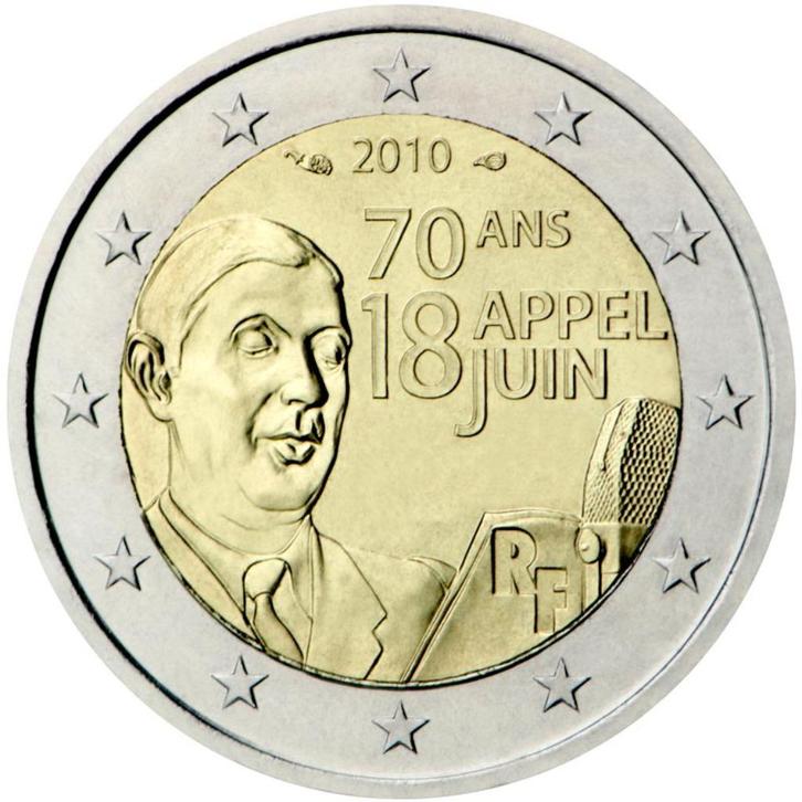 2 euro Frankrijk 2010 - Charles de Gaulle (UNC), Postzegels en Munten, Munten | Europa | Euromunten, Losse munt, 2 euro, Frankrijk