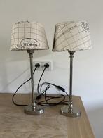 2 tafellampjes met riviera maison kap, Huis en Inrichting, Lampen | Tafellampen, Minder dan 50 cm, Brocante, Gebruikt, Metaal