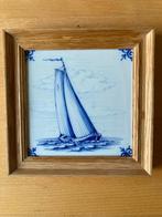 Delfts blauwe tegel met afbeelding van een Skûtsje., Ophalen of Verzenden