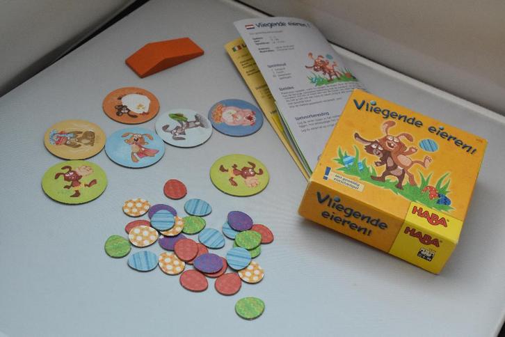 Haba Vliegende Eieren spelletje, Hobby en Vrije tijd, Gezelschapsspellen | Bordspellen, Gebruikt, Een of twee spelers, Drie of vier spelers