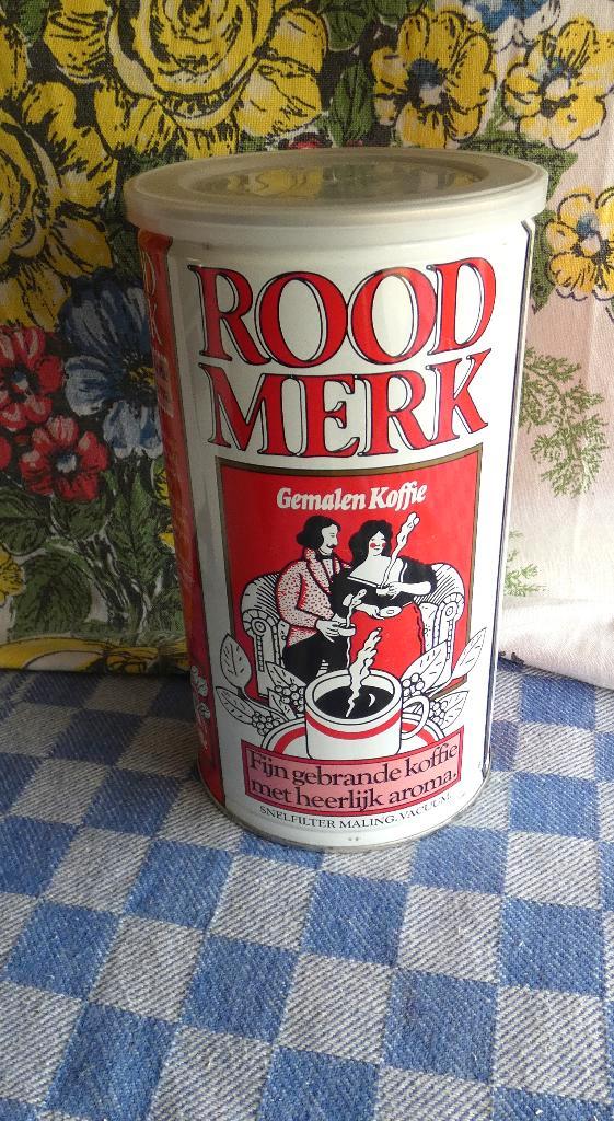 oude koffiebus/ Roodmerk koffie bewaardoos/ koffieblik, Antiek en Kunst, Antiek | Keukenbenodigdheden, Ophalen of Verzenden