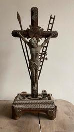 Tramp art Jezus aan kruis Christus crucifix, Antiek en Kunst, Antiek | Religie, Ophalen of Verzenden