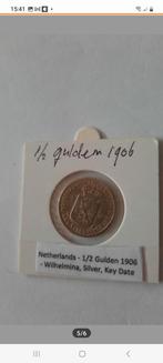HALVE GULDEN 1906 WILHELMINA KAVEL NR 58, Postzegels en Munten, Munten | Nederland, ½ gulden, Verzenden, Zilver, Koningin Wilhelmina