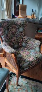 Vintage wingback fauteuil Giorgetti faux bamboo seventies, Ophalen, Gebruikt, Vintage, 75 tot 100 cm