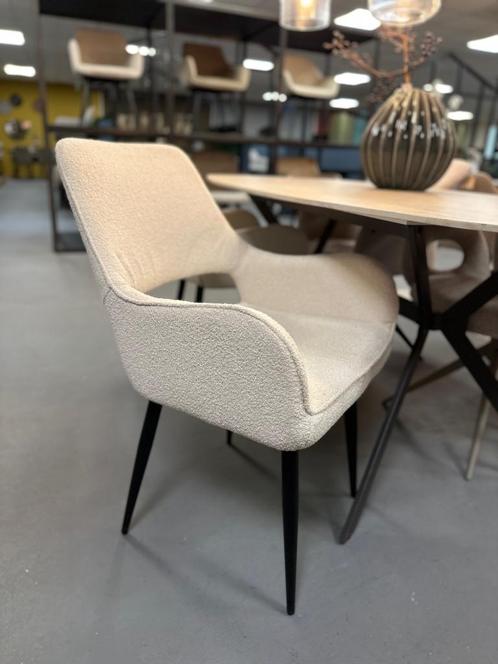 4x stoel boucle - eetkamerstoel creme - 4x stoel creme, Huis en Inrichting, Stoelen, Nieuw, Vier, Stof, Ophalen