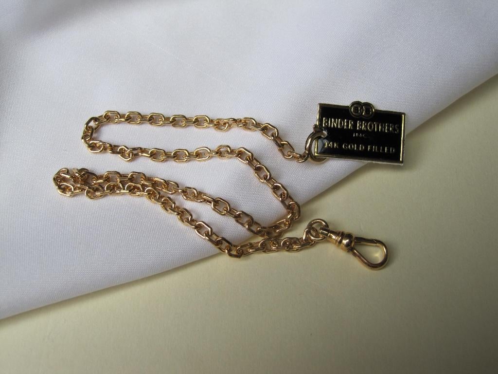Horloge ketting Art Deco 14 k gold filled / Binder Brothers, Verzenden, Overige materialen, Overige typen, Verguld