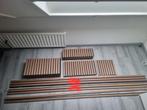 Wandpanelen akoestisch 12 stuks 3 zijdig walnoot vilt, Ophalen, Gebruikt, Overige materialen