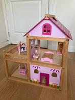 Roze poppenhuis met meubeltjes en popje, Kinderen en Baby's, Speelgoed | Poppenhuizen, Ophalen, Zo goed als nieuw, Poppenhuis