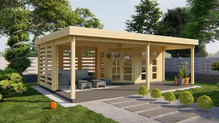 Blokhut Oletha showmodel 785x510 in prijs verlaagd!!, Tuin en Terras, Overkappingen, Zo goed als nieuw, Tuinpaviljoen, Ophalen