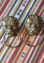 2x grote, antiek bronzen leeuwenkop deurklopper, Antiek en Kunst, Ophalen of Verzenden