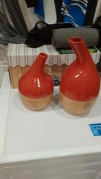 Coral decoratieve vazen 2 stuks, Huis en Inrichting, Overige kleuren, Ophalen of Verzenden, Minder dan 50 cm, Glas