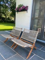 Set 2 Retro rotan lounge stoel / fauteuil / éénzit, Huis en Inrichting, Nieuw, Minder dan 75 cm, Hout, Ophalen