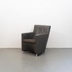 2x Leolux Dolcinea Fauteuil Donkergrijs Leer - Aluminium, Huis en Inrichting, Fauteuils, Gebruikt, Minder dan 75 cm, Ophalen of Verzenden