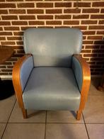 Vintage fauteuil met houten armleuningen, Huis en Inrichting, Fauteuils, Ophalen, Gebruikt, Minder dan 75 cm, 50 tot 75 cm