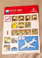 Emirates B777-300 flight safetycard, Verzamelen, Ophalen of Verzenden, Zo goed als nieuw, Kaart, Foto of Prent