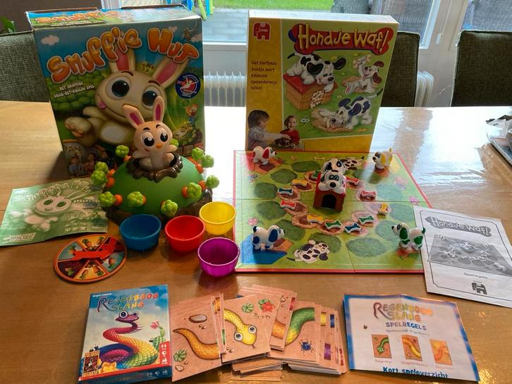 Snuffie Hup, Hondje Waf! en Regenboogslang., Hobby en Vrije tijd, Gezelschapsspellen | Bordspellen, Gebruikt, Ophalen of Verzenden