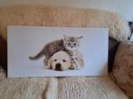 Canvas hond en kat, Huis en Inrichting, Woonaccessoires | Schilderijen, Tekeningen en Foto's, Ophalen