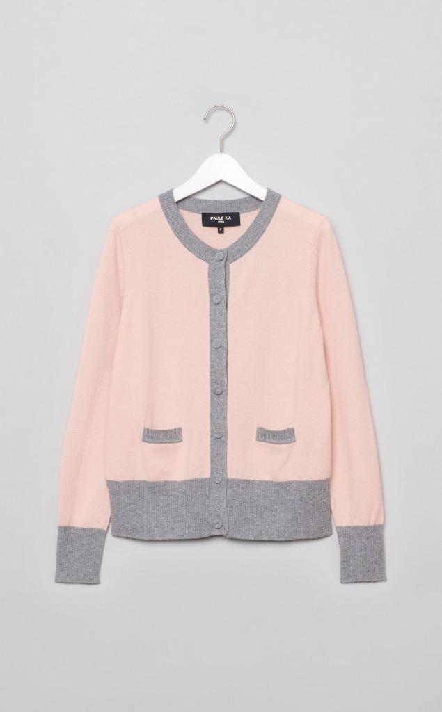 Paule Ka Paris cardigan wol-cashmere roze/grijs M, Kleding | Dames, Truien en Vesten, Zo goed als nieuw, Maat 38/40 (M), Roze