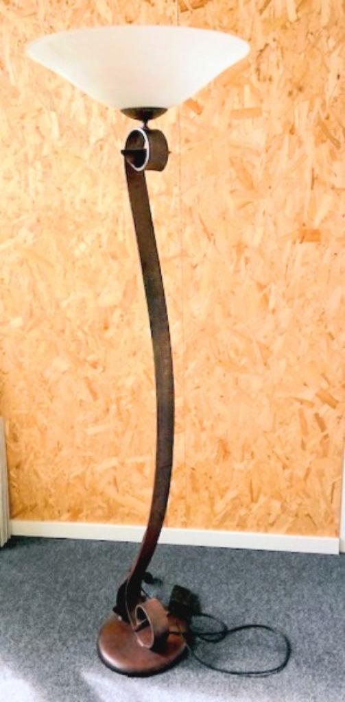 KOMPLETE LAMPENSET VINTAGE INDUSTRIEEL   -REK7, Huis en Inrichting, Lampen | Tafellampen, Zo goed als nieuw, 75 cm of meer, Glas