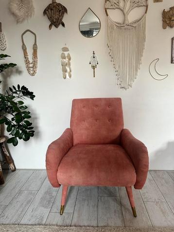 Roze velour / velvet fauteuil stoel van Loods 5 