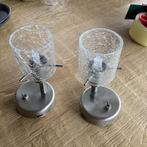2 wandlampjes, met craquelé glas rvs, Ophalen of Verzenden, Zo goed als nieuw, Glas