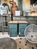 2 vintage nachtkastjes ladekastje halkastje buikkastje Groen, Ophalen, Gebruikt, Hout