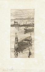 Maurits van der Valk ets "Schuitjes bij Warmond", Antiek en Kunst, Kunst | Etsen en Gravures, Ophalen