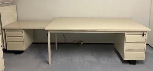 Mooi groot bureau, 3,10 m., in twee delen, incl. ladekastjes, Huis en Inrichting, Bureaus, Zo goed als nieuw, Bureau, Ophalen