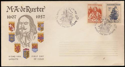 Nederland FDC E30 Zonder Adres, Michiel de Ruyter 1957, Postzegels en Munten, Postzegels | Eerstedagenveloppen, Onbeschreven, Nederland