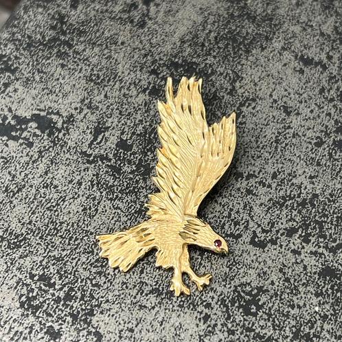 14k gouden kettinghanger adelaar model robijn oog, Sieraden, Tassen en Uiterlijk, Kettinghangers, Nieuw, Goud, Kruis of Symbool