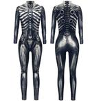 Dames catsuit 6 / bodysuit zwart skelet robot jumpsuit feest, Verzenden, Nieuw, Kleding