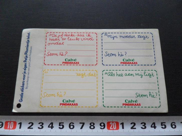 sticker CALVÉ Pindakaas   Petje Pitamientje tekst  *, Verzamelen, Stickers, Zo goed als nieuw, Bedrijf of Vereniging, Ophalen
