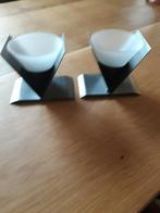 2 Kleine  theelichtjes. Limhamn Sweden., Ophalen of Verzenden, Grijs, Overige materialen, Minder dan 25 cm