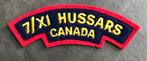 Canadese 7/XI Hussars schoudertitel, Verzamelen, Militaria | Tweede Wereldoorlog, Ophalen of Verzenden, Landmacht, Nederland, Embleem of Badge