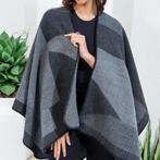 Nieuw! Colour - block grote wollen poncho cape omslagdoek, Ophalen of Verzenden, Nieuw, Sjaal