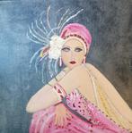 Jugendstil meisje acryl 30x30, Antiek en Kunst, Ophalen