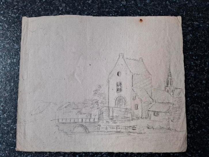 Poortgebouw, Antiek en Kunst, Kunst | Tekeningen en Foto's, Ophalen of Verzenden
